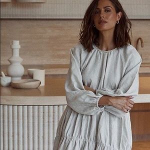 100%linen midi dress loose